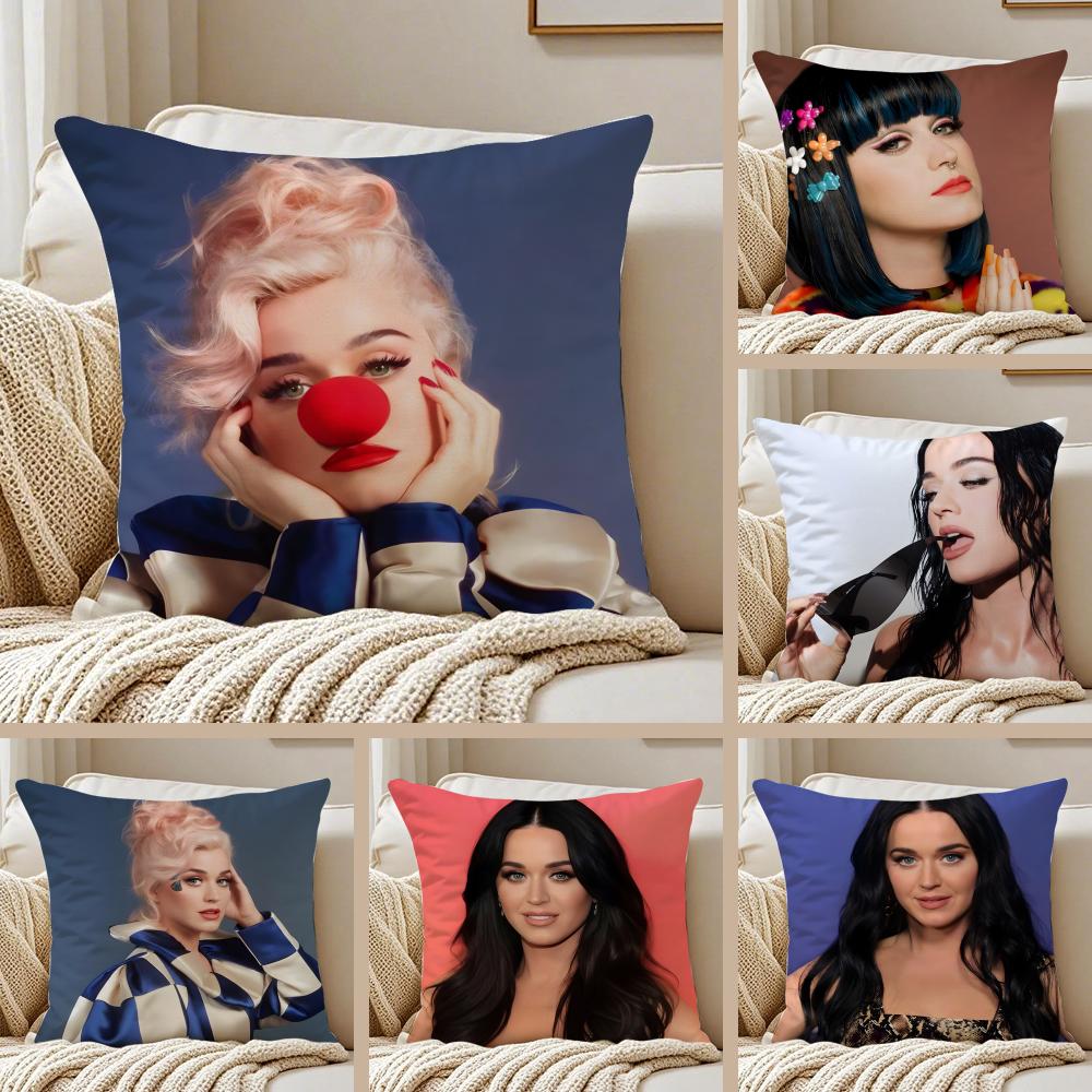 Colorful Popsavvy Singer KKaty Perry Cushion Cover Pillowcase Antidustmite Invisible Zipper Short Plush Sofa Cushion