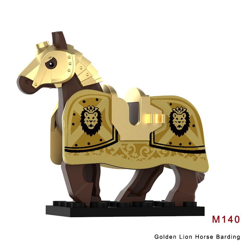 Medieval Castle Soldier Action Figures Building Block Dragon Anime Knight Accessory Warhorse Militia Helmet Shield Toy Gift S015