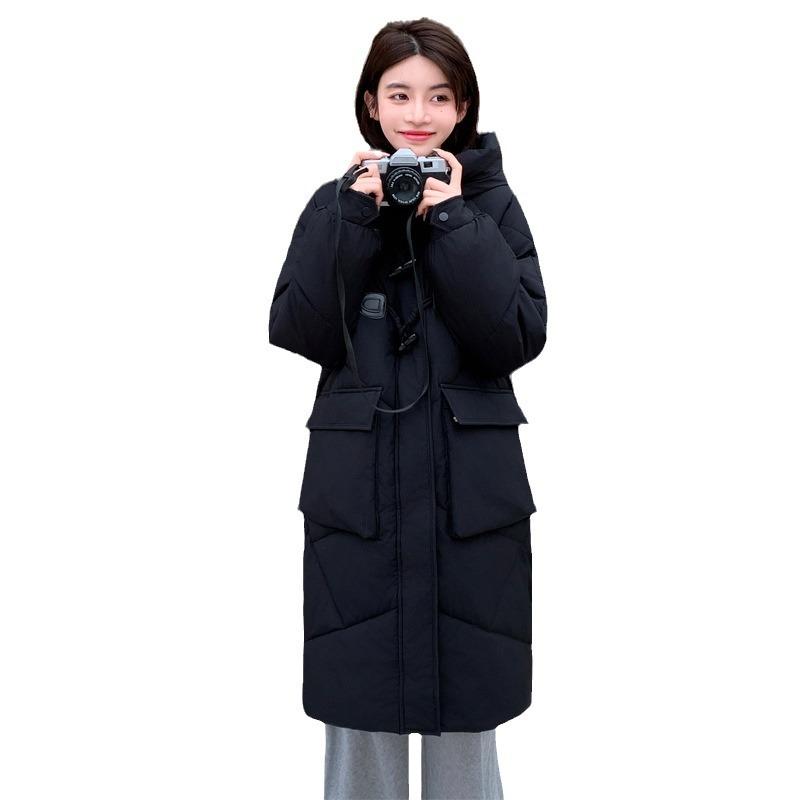 Korean Version Thickened Bread Clothes Down Cotton-padded Clothes Women's Loose Winter Jacket Medium and Long Knee-padded Jacket