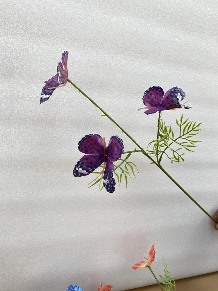 Three-Head Butterfly Artificial Flowers for Wedding Decorations and DIY Floral Arrangements