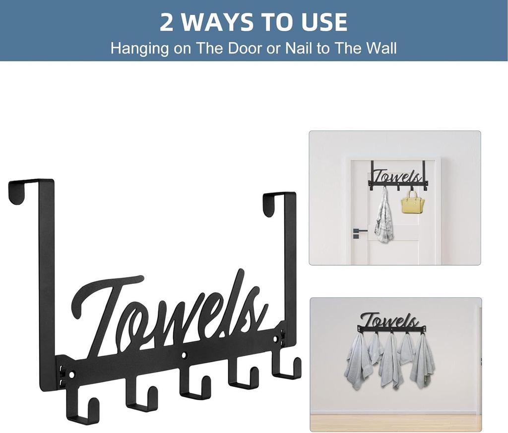 Wall-mounted Bathroom Towel Rack, Kitchen Hooks, Creative Letter Hooks, Wardrobe Metal Hooks