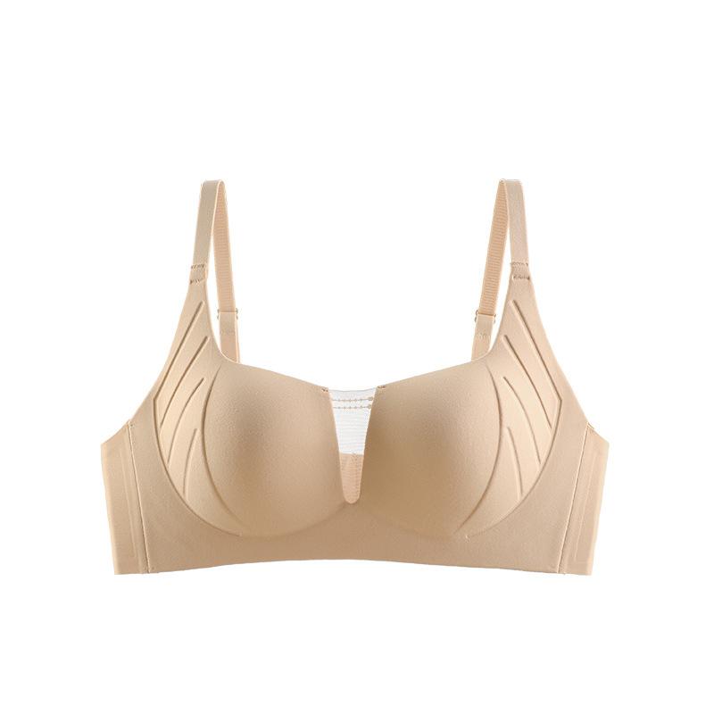 Gathering Bra Women's One-piece Cup with V-neck Support Half Cup Underwear Women's Seamless Bra Without Underwire Sexy Bra Without Underwire