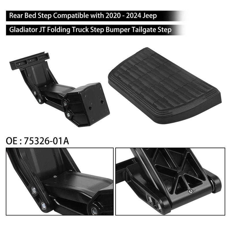 75326-01A Folding Truck Rear Retractable Bumper Step Bumper Tailgate Step Pedal Black For Jeep Gladiator JT 2020-2023