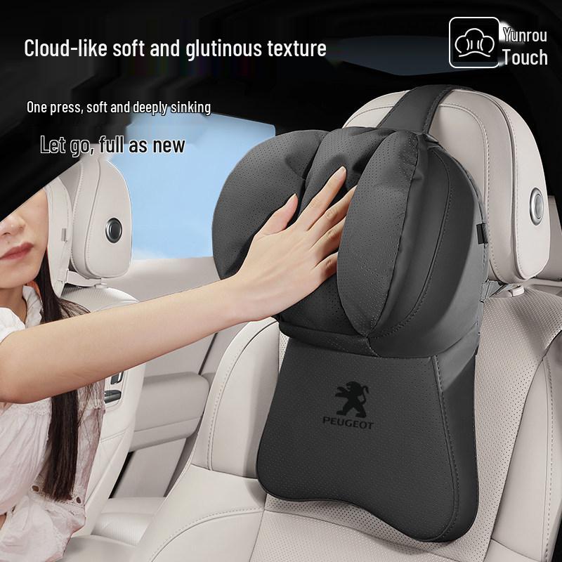 Peugeot Car Headrest Lumbar & Neck Support Pillow for 2008, 4008, 5008, 408, 508L, e2008 Models.