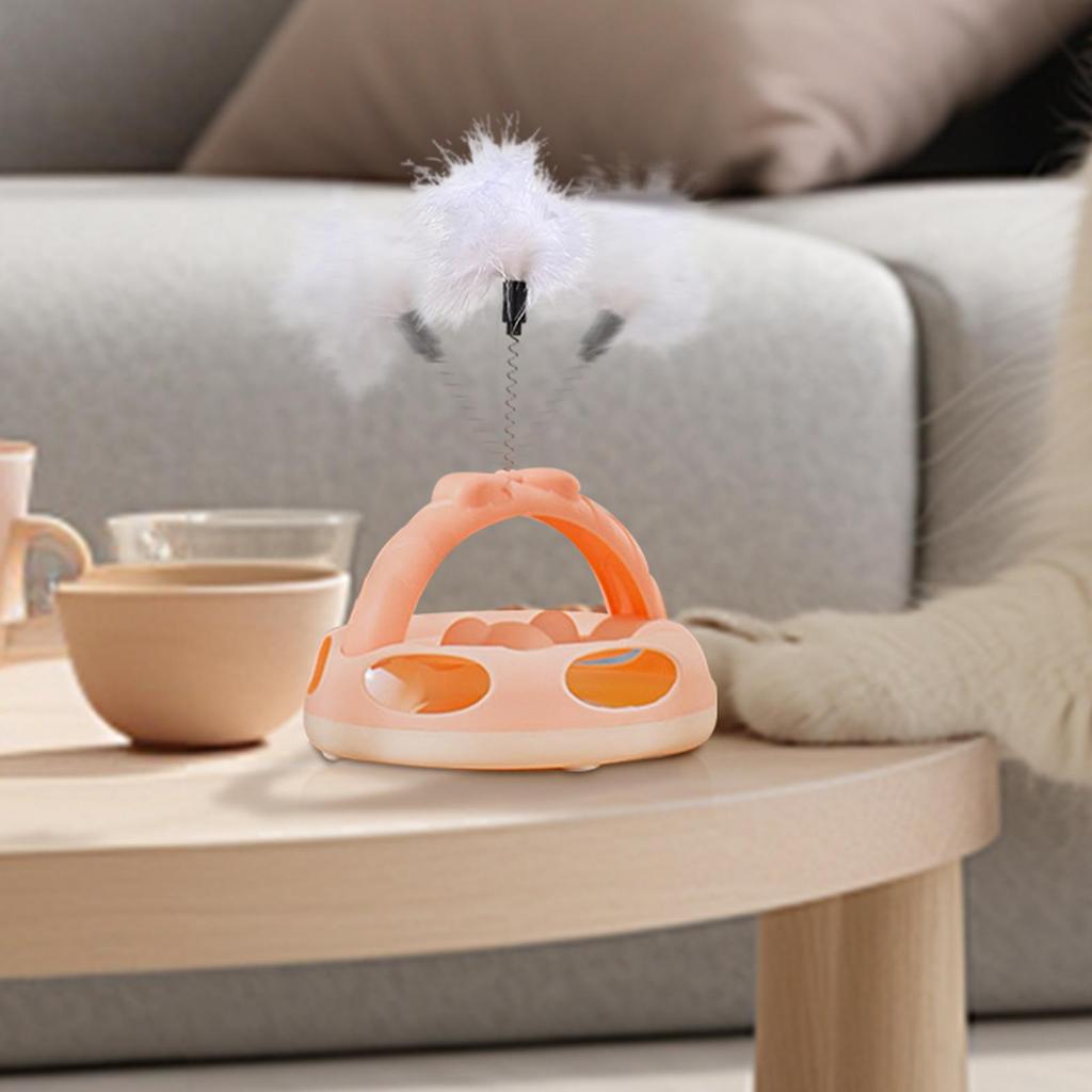 Katzen-Interaktionsspielzeug Puzzle Drehteller für Katze Kätzchen Jagdball mit Federn zur mentalen Stimulation Linderung von Langeweile Training