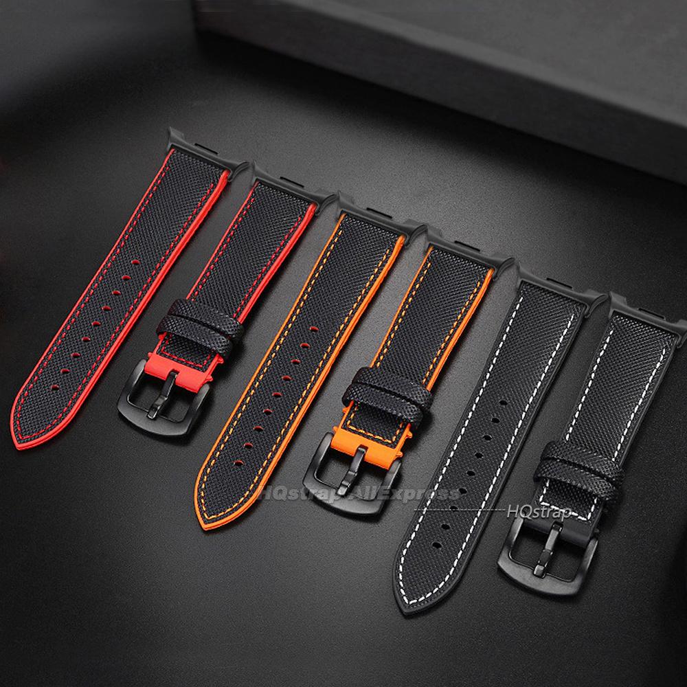 Premium Gummi-Nylon Hybrid-Uhrenarmband für Samsung Galaxy Watch 8 Classic 46mm 44mm 40mm Armband Wasserdichtes Sport-Armband