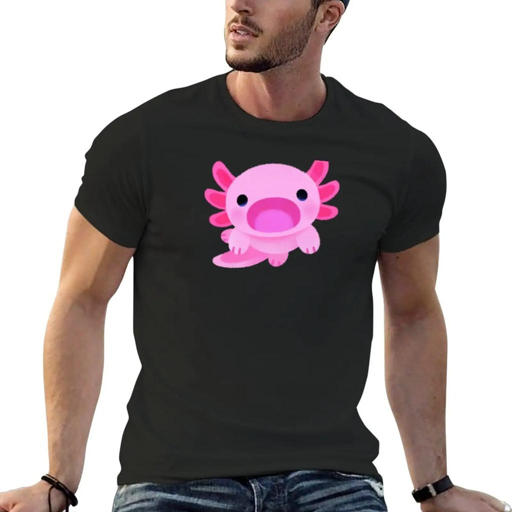 Happy axolotl - blue T-Shirt customized t shirts custom t shirts heavyweight t shirts for