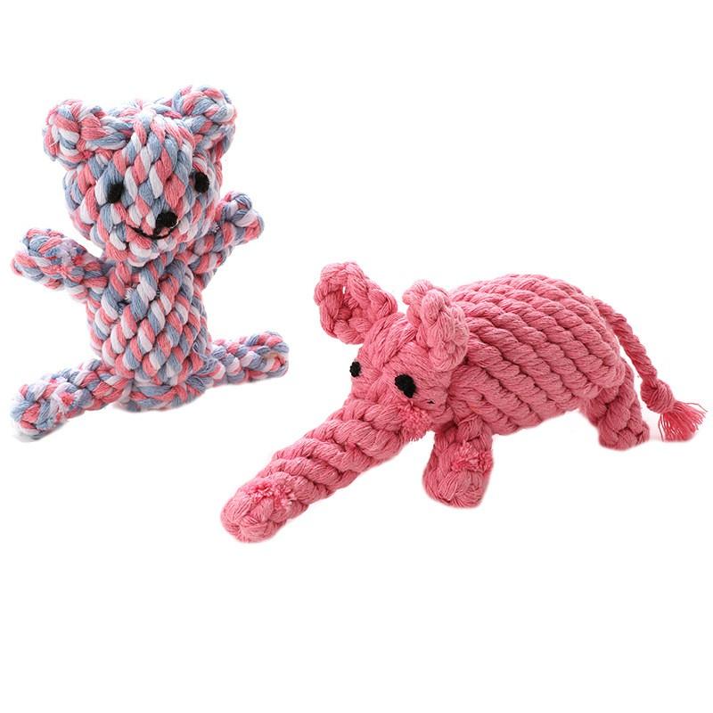 Cotton Rope Dog Toy - Braided Animal Shape Chew Small Medium Dogs