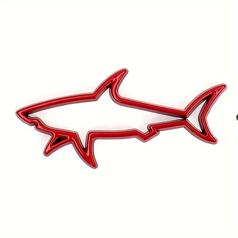 3D Metal Car Shape Sticker Hollow Shark Badge Decal for Car Trunk Motorcycle Decoration Accessories