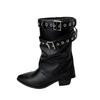 Fashion 2025 Summer New Pointed Rivet Block Heel Women's Mid-leg Boots