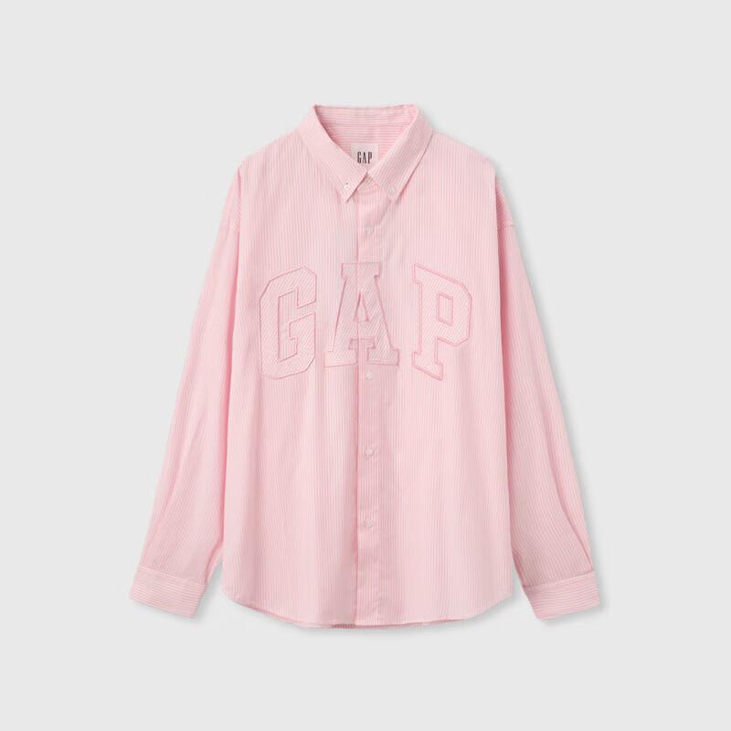 Gap Unisex Relaxed Fit Cotton Logo Striped Long Sleeve Shirt