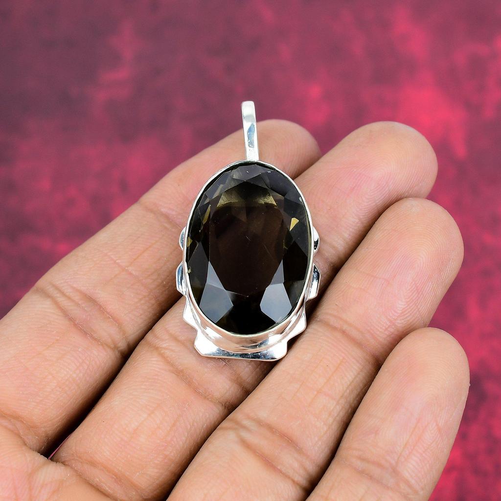 Rökkvarts Smycken, Handgjort Ädelstenshänge, 925 Sterlingsilver Hänge Antika Smycken, För Förlovningspresent