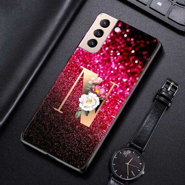 Red Retro Letter A -Z Phone Shell For Samsung Galaxy S21 S20 S10 S9 S8 Plus Ultra 5g S10lite S10e S7edge S20 S21 Fe Cover Case