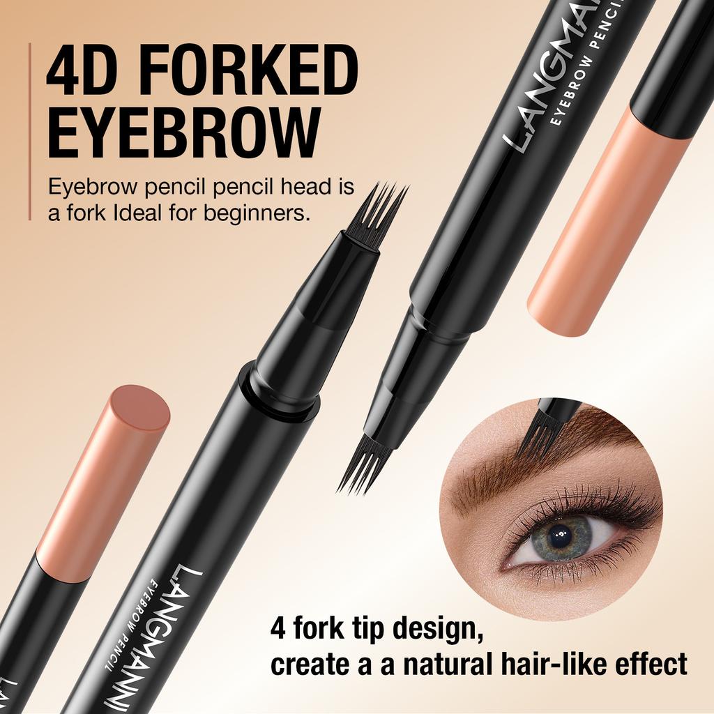 Langmanni Three-color Four-claw Eyebrow Pencil Three-dimensional Natural Not Easy To Smudge Lasting Smooth