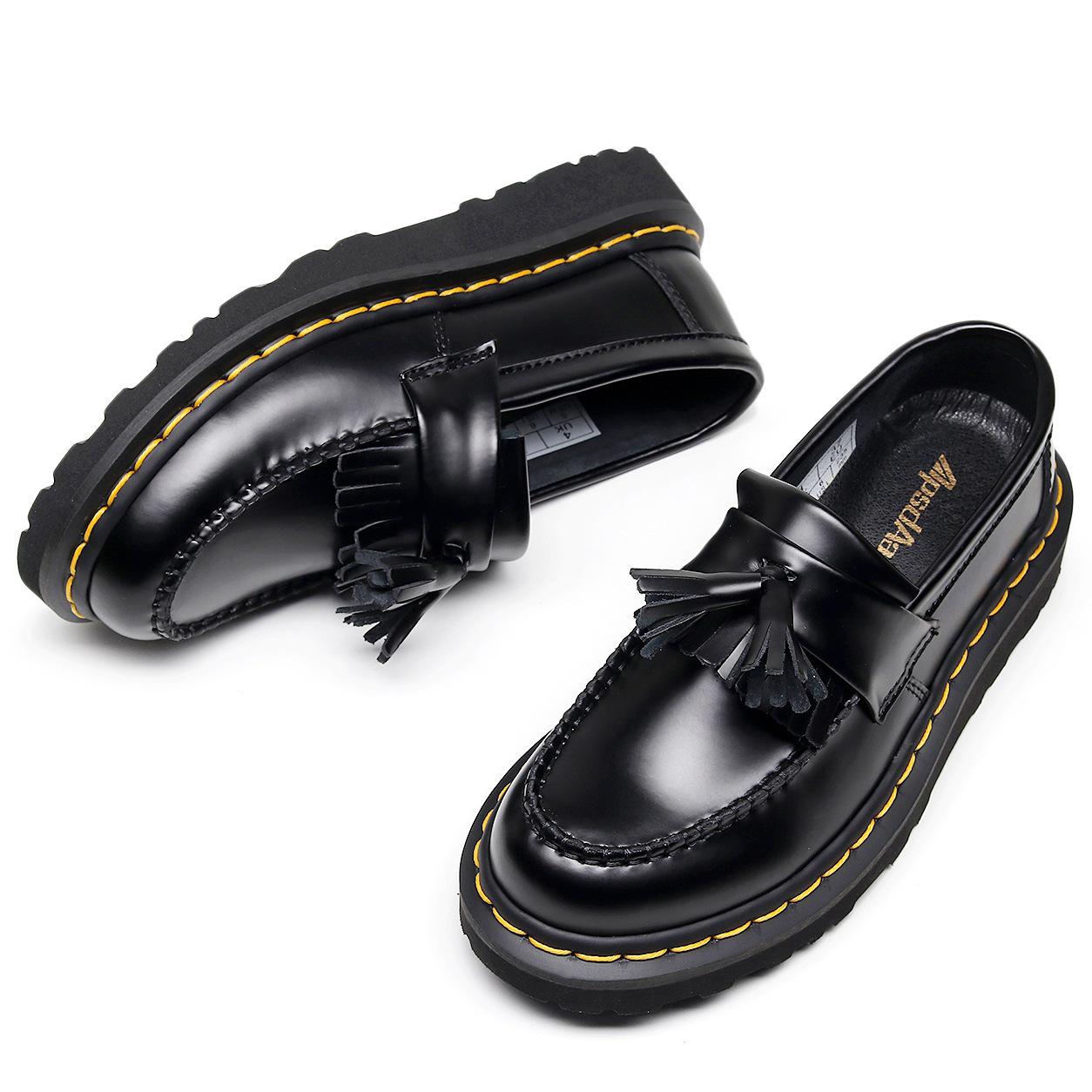 

Жіночі шкіряні черевики Lei Yu на низькому ходу з товстою підошвою 5 см - британський стиль, повсякденні та універсальні, з дизайном, що робить фігуру стрункішою та збільшує зріст. 39