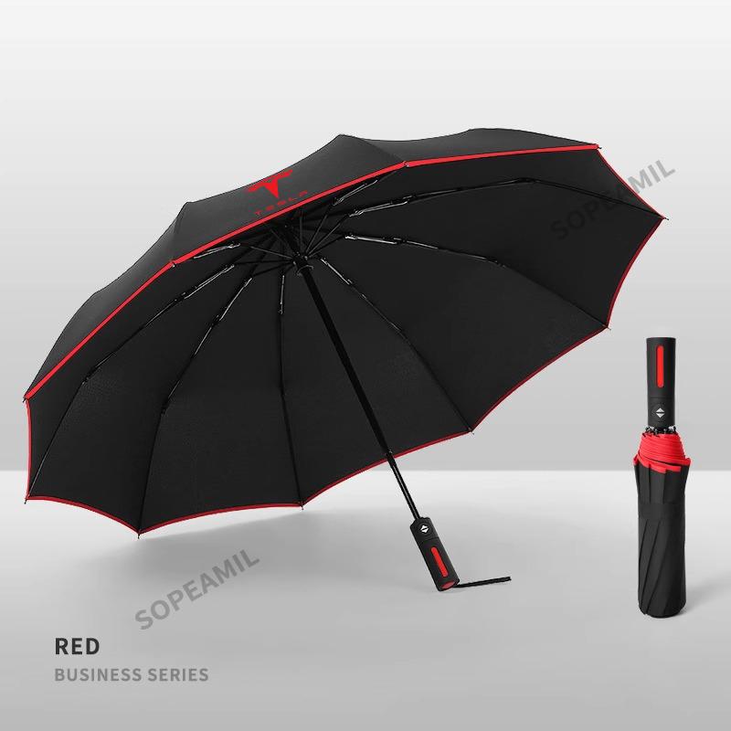 

Car UV Sun Protection Sunshade Automatic Folding Windproof Umbrella Tesla Model 3 Model Y Model S Model X Roadster Accessories красный