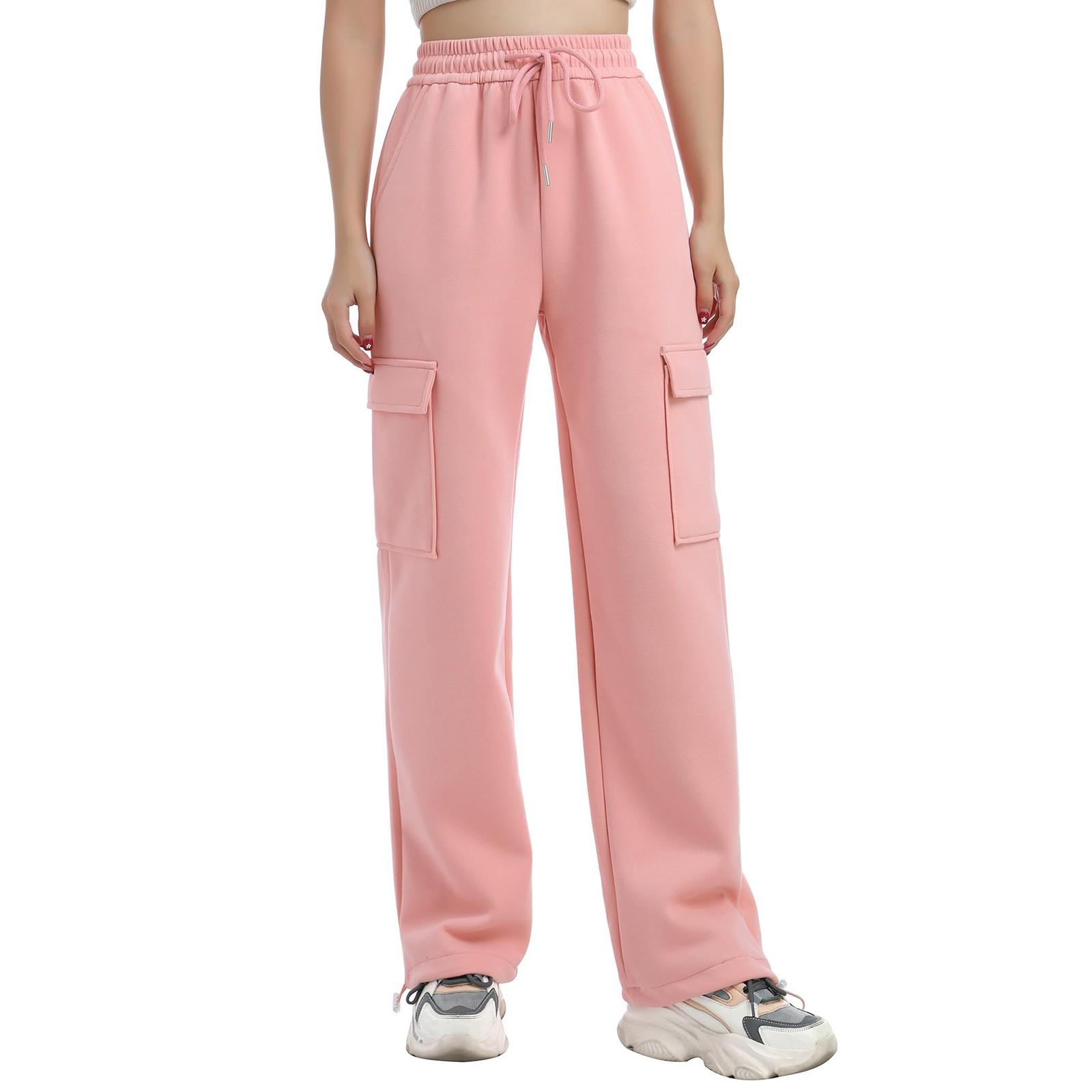 

Женские зимние спортивные штаны, однотонные повседневные брюки, женские флисовые спортивные штаны, широкие прямые брюки XS розовый