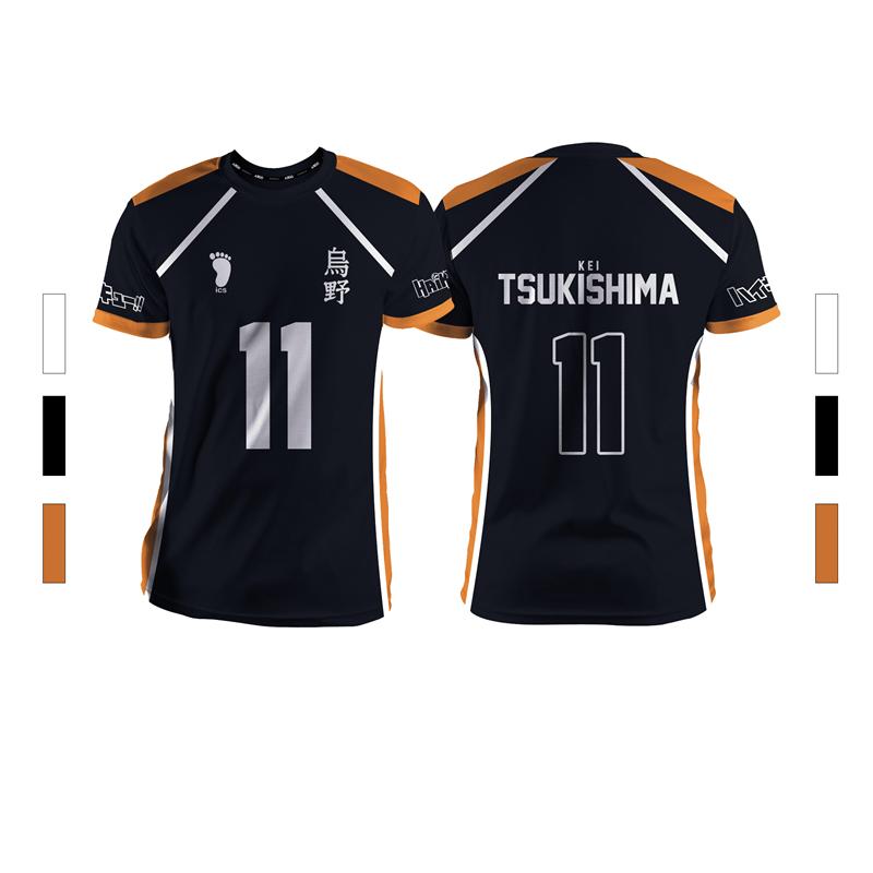 Balck Summer Men's Sports Fashion Leisure Comfortable Breathable Volleyball Anime Neutral Short Sleeve Round Neck T-shirt