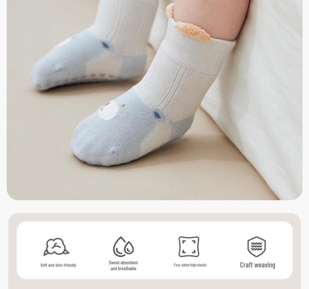 Baby Non-Slip Cartoon Cotton Socks for Newborns - Warm, Cold-Proof Walking Socks for Spring, Autumn, and Winter
