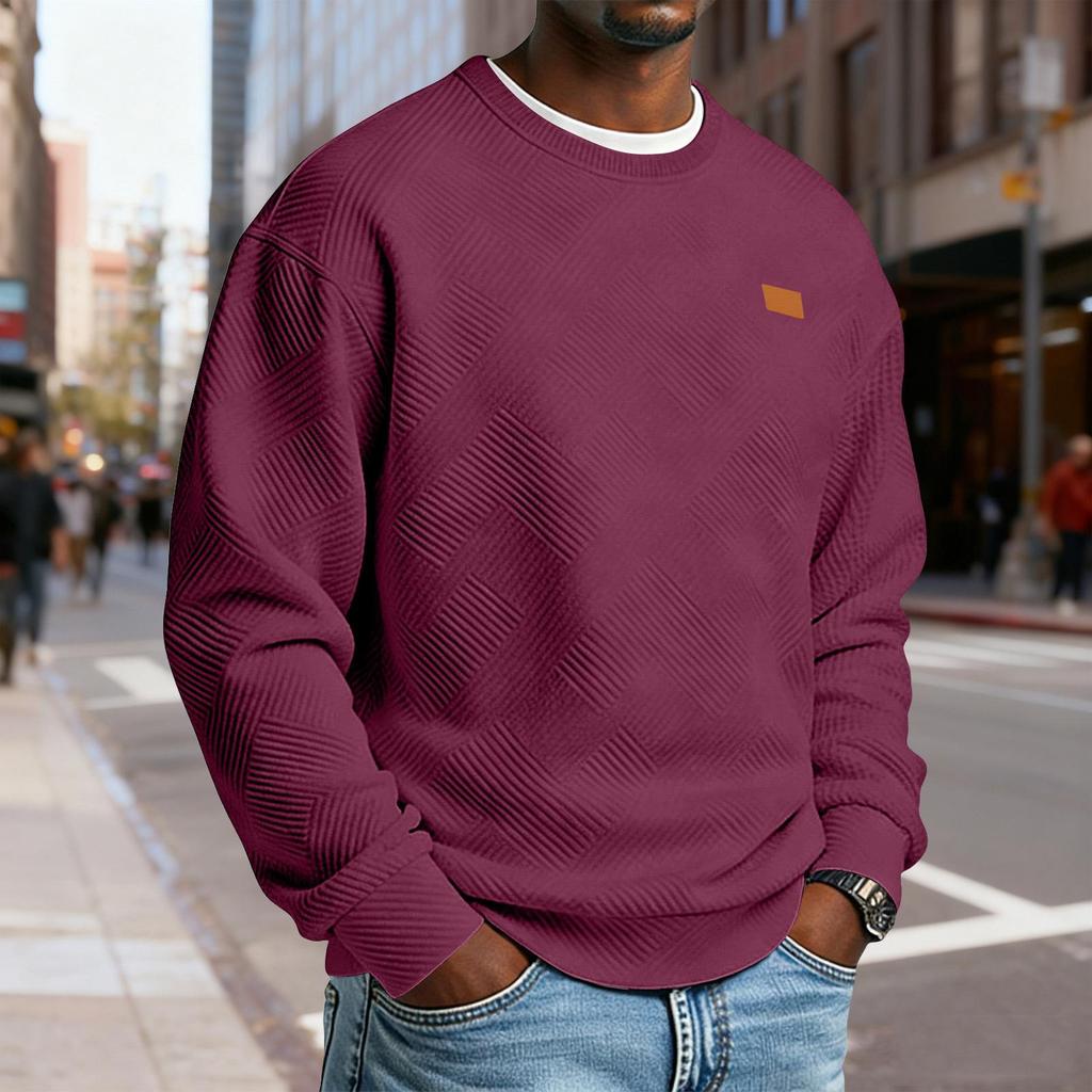 Sudadera Casual de Manga Larga con Cuello Redondo y Textura para Hombre