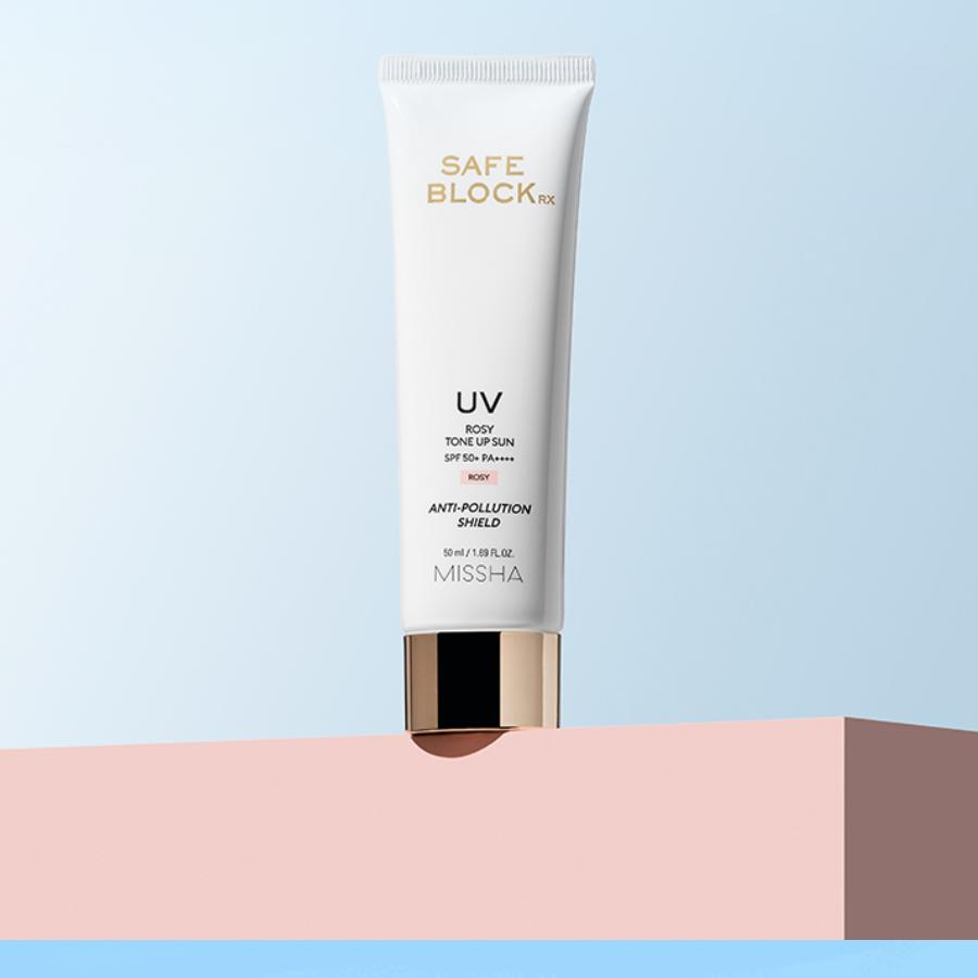 MISSHA Safe Block RX UV Rosy Tone-Up Krem przeciwsłoneczny SPF50+ PA++++ 50ml Rozjaśniająca ochrona UV dla skóry wrażliwej