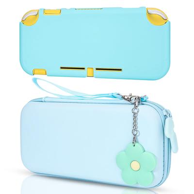 DLseego Switch Lite Case and Bag Set 1 Storage 1 PC 1 Flower and 4 Cat Claw Thumb with Card and Shockproof Design for Portable Travel Blue (Includes