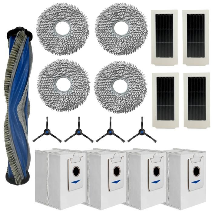 Accessory Pack for Ecovacs Deebot X5 Omni/X5 Pro Omni - Filter/Bag/Mop/Side Brush/Phonillico® Extractor Roller