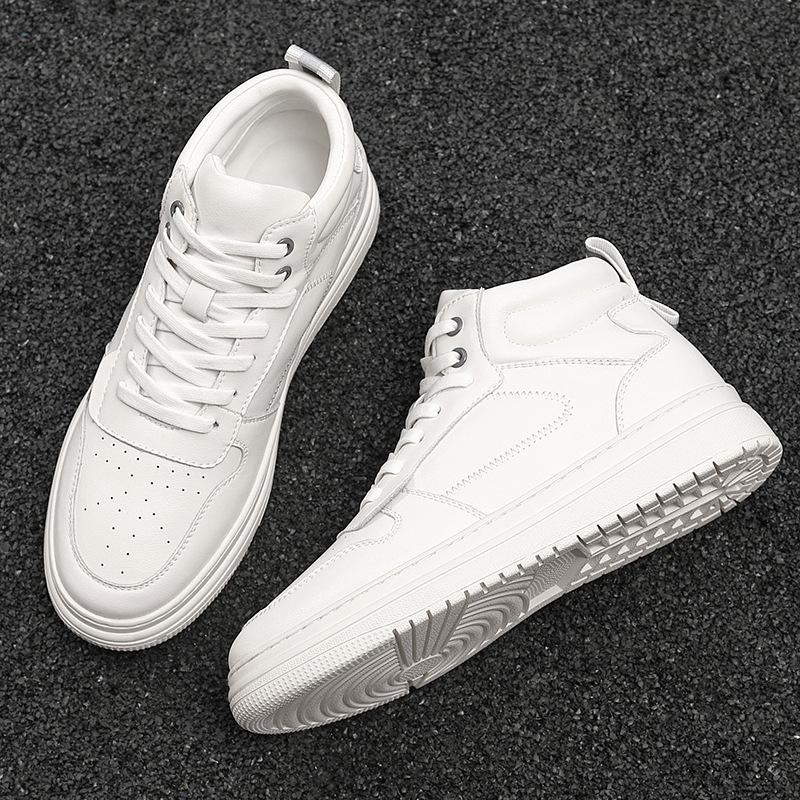 New inner height increase 8cm white board shoes summer breathable joint air force aj semi-high-top shoes men's sports and leisure men's shoes