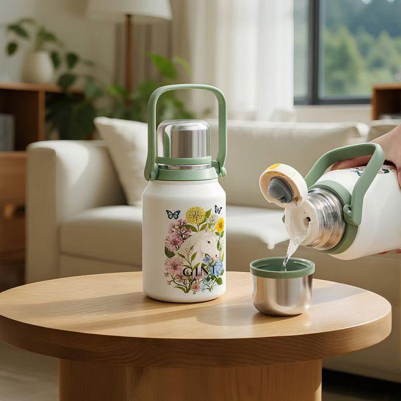 New Style Large-Capacity Thermos Cup for Students, High-Looking Outdoor Portable Anti-Fall Filter Tea Brewing Kettle Cup for Girls