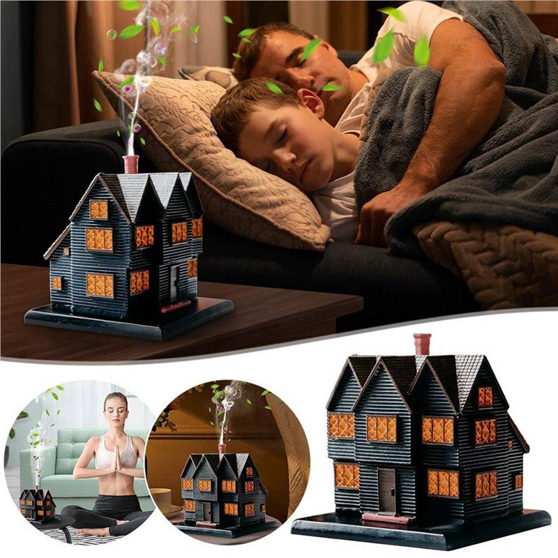 Salems Witch House Incense Burner Massachusetts Witch House For Halloween Christmas Vacation Ornament 2PCS