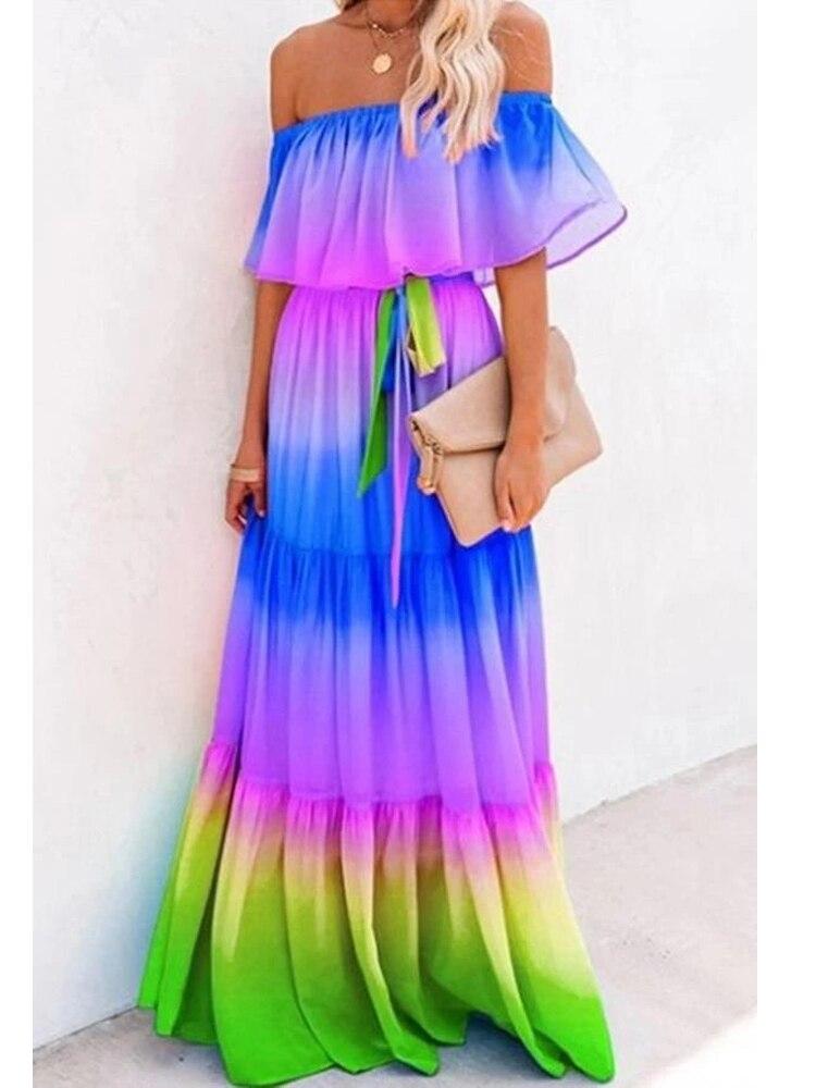 

Элегантное облегающее сексуальное женское платье с открытыми плечами, лето 2022, летние платья макси в стиле бохо с цветочным принтом, женское платье Femme Ladies XL