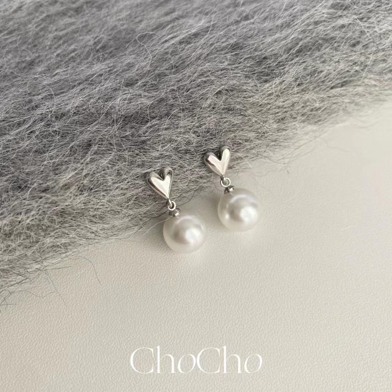 

Серебряные серьги с сердечками и жемчугом с иглами из серебра 925 пробы