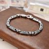 New Chinese Street Style Blue Square Zircon Bracelet for Men Retro Punk Biker Full-Zircon Hip Hop Jewelry