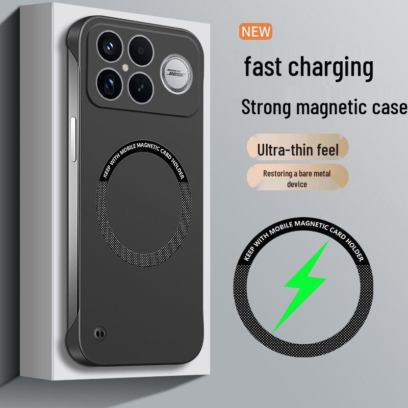 Redmi K90/K80 Magnetic Borderless Phone Case - Skin-feel, Full Coverage for Note 15, Unisex Turbo 4 Redmi K70 чёрный