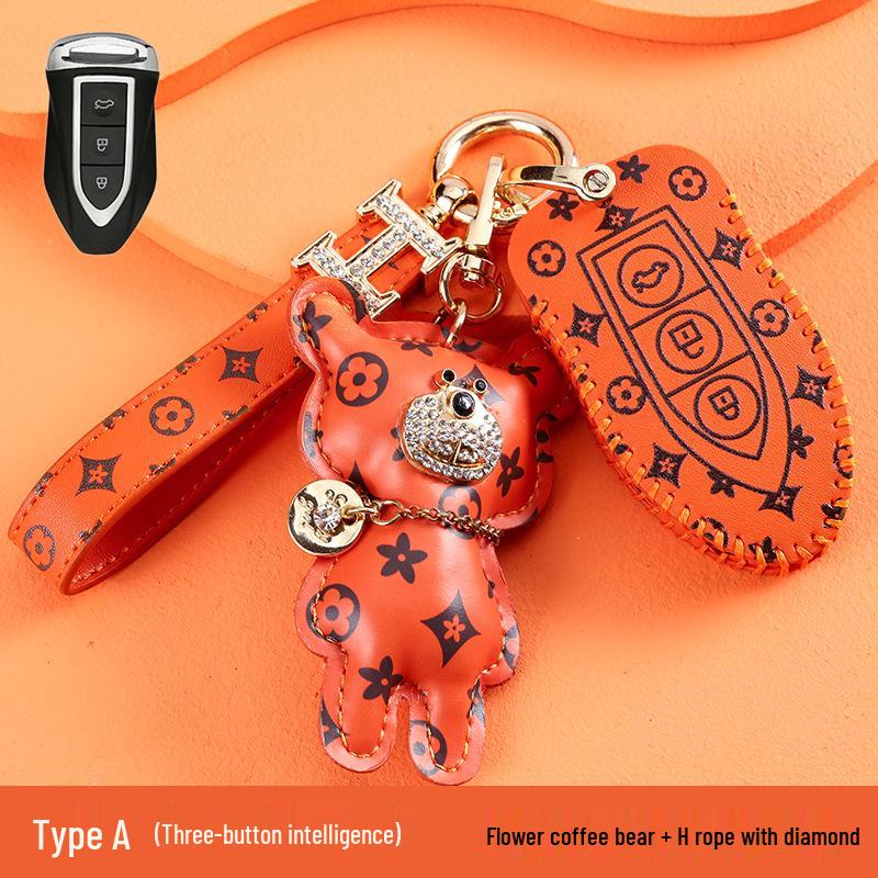 Women's High-End Cheetah CS10/CS9 Car Key Case - Classic Old Flower Design