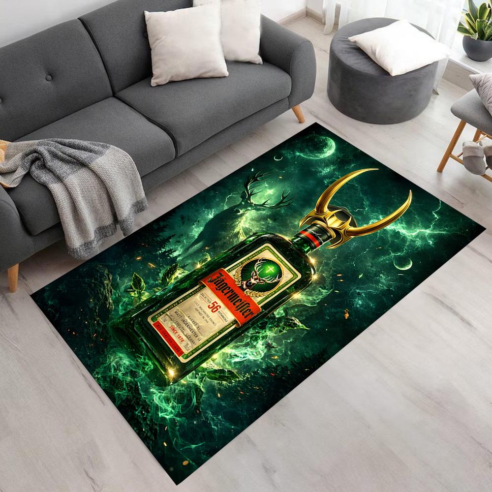 Electric Jägermeister Bottle Floor Mat Perfect for Dining Room Kitchen Balcony Foyer Antislip Carpet Anime Office Decor Gift for Festivals