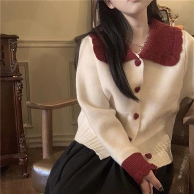 Women's Knitted Cardigan Christmas Style Blocking Color Single Breasted Button Woman Sweater Autumn Loose Comfortable Warm Famale Top