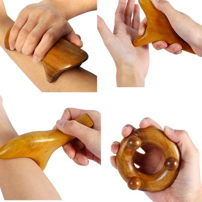 Masseur Gua Sha 5 Styles Bois Parfumé du Vietnam Corps Réflexologie Plantaire Acupuncture Masseur Thaïlandais Roller Thérapie Bois Thérapie Spa