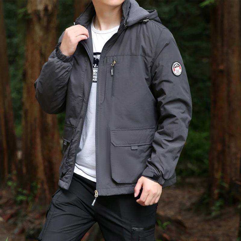 Plus Size Men's Cotton-padded Jacket Coat Autumn and Winter Leisure Young and Middle-aged Outdoor Jacket Plus Velvet Warm Coat