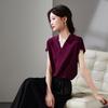 SOFSIL Women's V-Neck Short Sleeve Silk Blouse