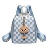 Stylish Plaid Pattern Backpack Large Capacity Lightweight Pu Material For Students
