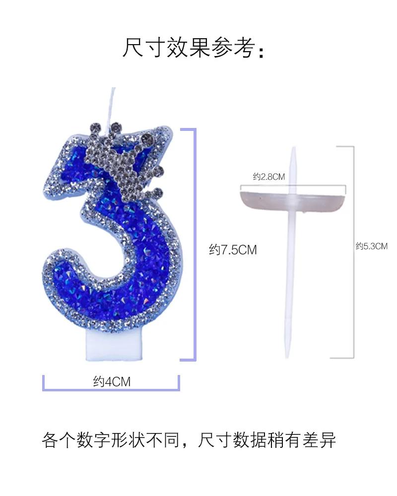 Number Birthday Candle Shiny Crown Digital Cake Topper Candle Kids Birthday Anniversary Party Decoration Supplies Birthday Favor