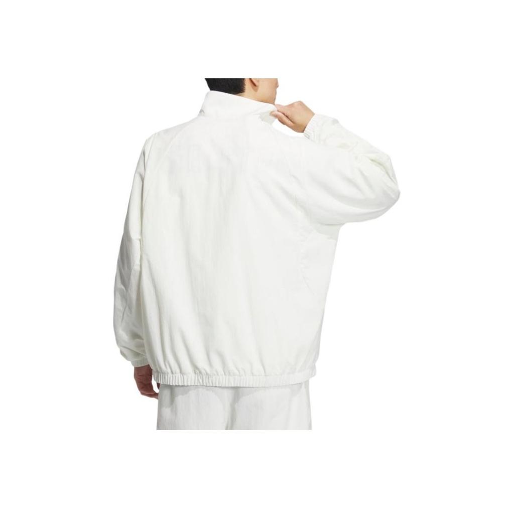 Adidas Soft Comfortable Casual Sports Waterproof Retro Stand Collar Jacket Unisex Jacket Han-Jade-White JI6647