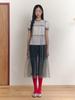 Ganiesong Mesh Shirring Romantic Dress_Gray