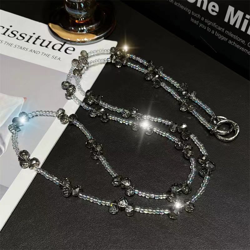 Pvc Beaded Phone Lanyard With Card Holder For Men And Women
