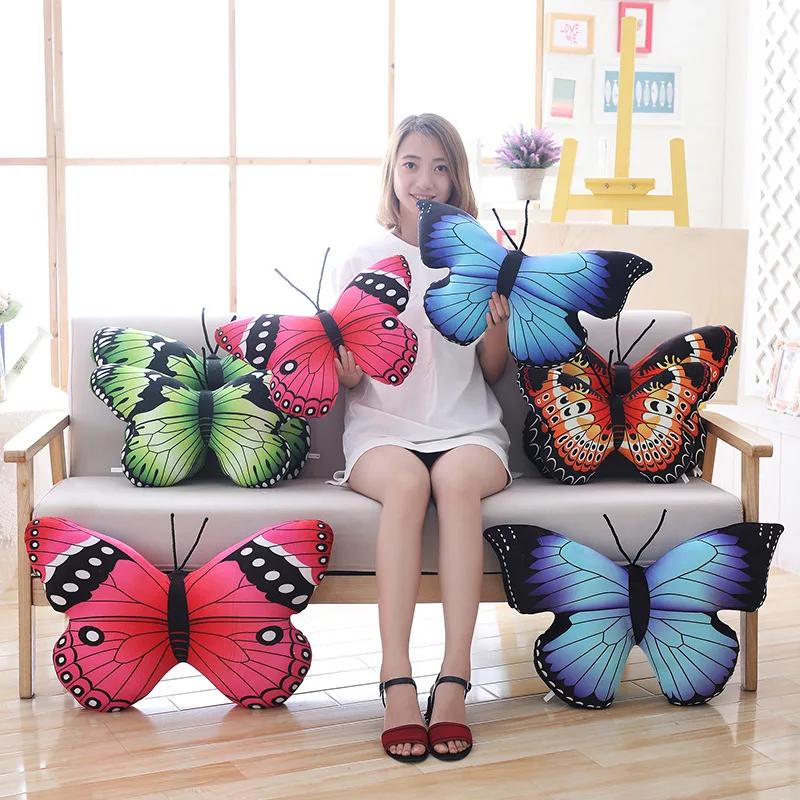 3D Butterfly Pillow Colorful Decorative Animal Throw Pillows Print Accent Pillow Stuffed Cushion Bed Bedroom Couch Home Textile