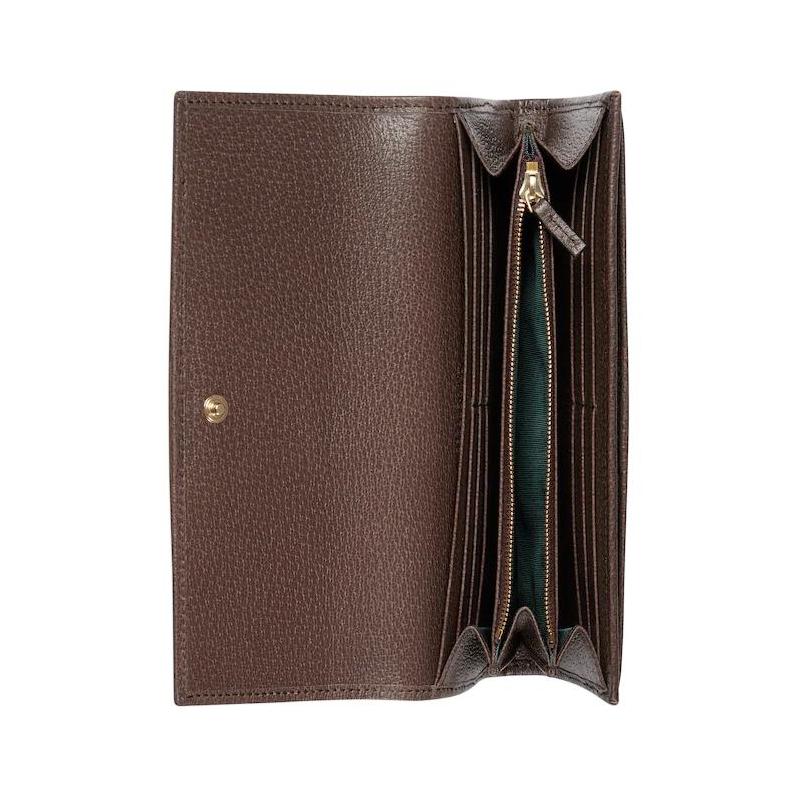Gucci Ophidia logo marki klasyczny płócienny portfel damski beżowy i ciemnobrązowy