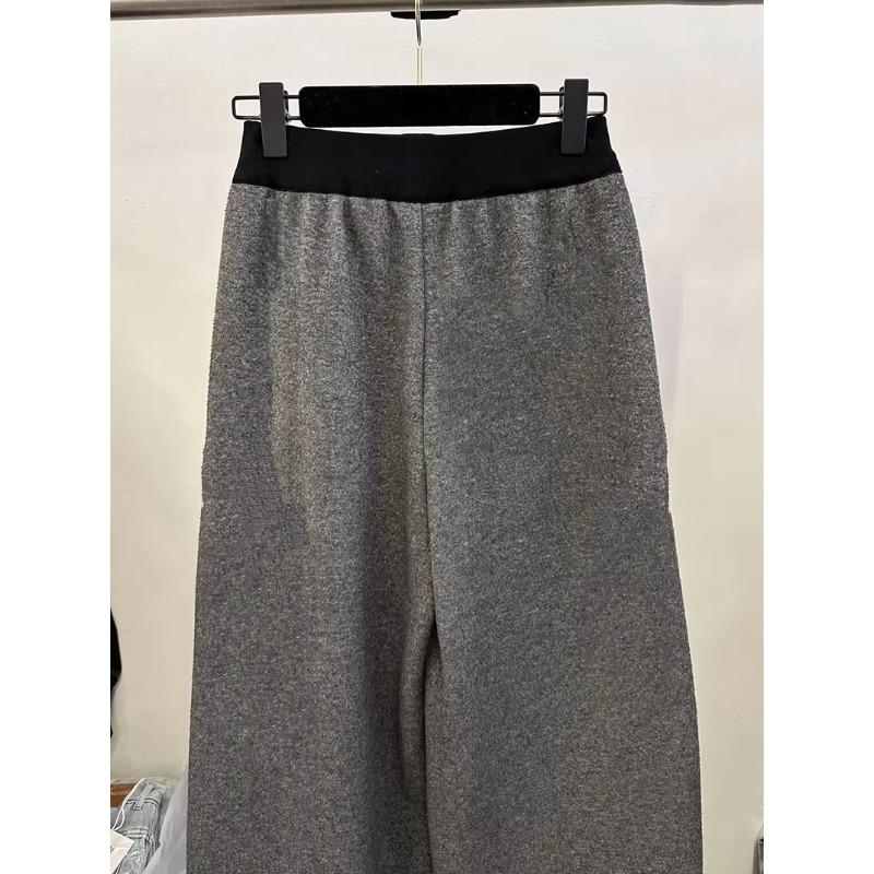 Winter Thick Sickle Pants Women High Waist Streetwear Patchwork Straight Pants Y2K Loose Casual Drawstring Wide Leg Trousers