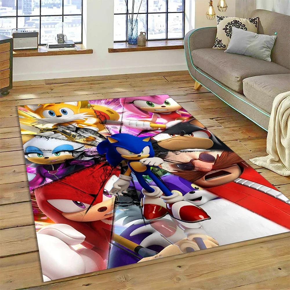 Game Anime 3D S-Sonic Cartoon Carpet Rug for Bedroom Living Room Home Sofa Decoration,Children Game Large Decor Floor Mat Gift