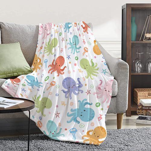 Cartoon Octopus Flannel Blanket Living Room Bedroom Decorative Blanket Lunch Break Blanket Blanket